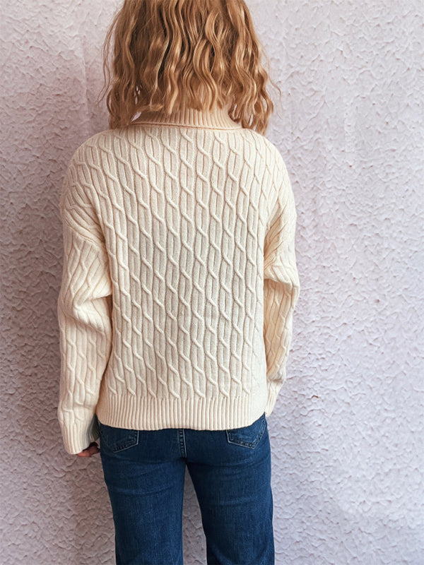 Turtleneck Pumpkin Knit Top Casual Fashion Warm Halloween Sweater-[Adult]-[Female]-2022 Online Blue Zone Planet