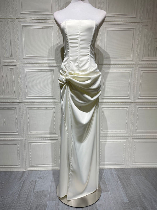 Party new twist dress slit satin dress-TOPS / DRESSES-[Adult]-[Female]-2022 Online Blue Zone Planet