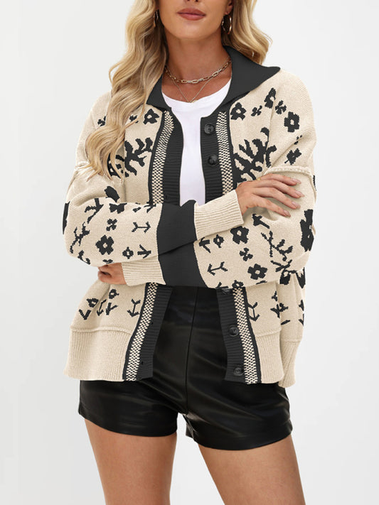 Square Neck Button Sweater Fashion Loose Cardigan Knitted Jacket-TOPS / DRESSES-[Adult]-[Female]-Cracker khaki-S-2022 Online Blue Zone Planet
