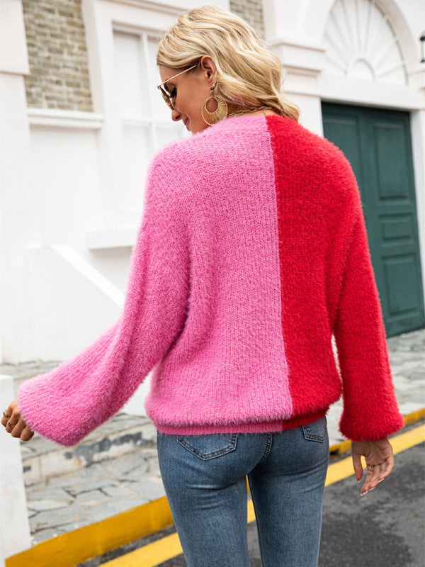 Single-breasted patchwork cardigan sweater-TOPS / DRESSES-[Adult]-[Female]-2022 Online Blue Zone Planet
