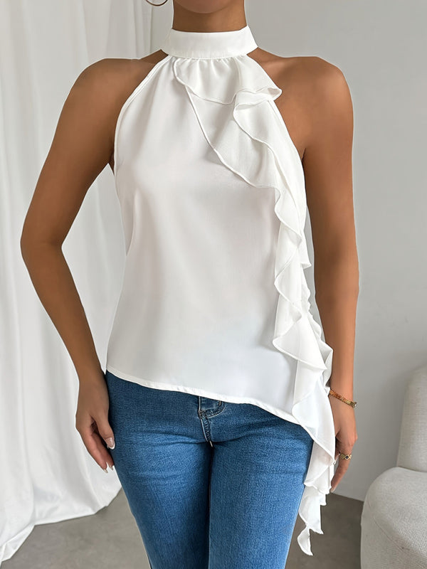 Halter Neck Sleeveless Vest Shirt-[Adult]-[Female]-2022 Online Blue Zone Planet