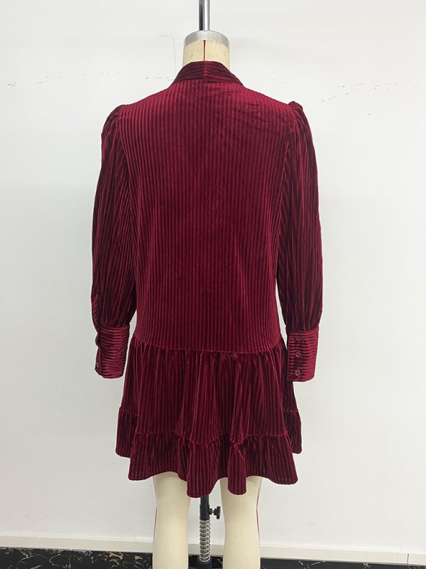 Velvet dress banquet evening elegant short skirt-TOPS / DRESSES-[Adult]-[Female]-2022 Online Blue Zone Planet