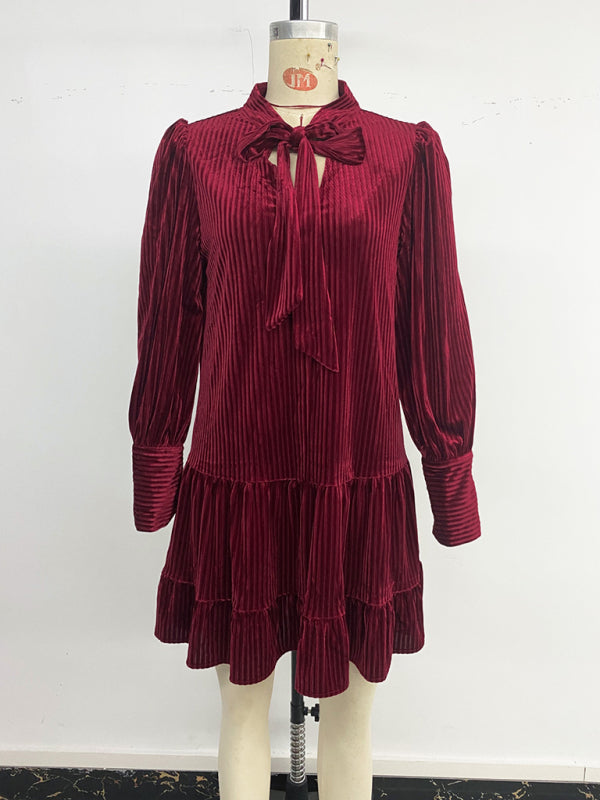 Velvet dress banquet evening elegant short skirt-TOPS / DRESSES-[Adult]-[Female]-2022 Online Blue Zone Planet