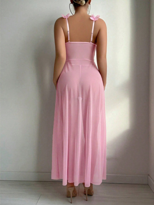 Sexy and sexy lingerie set with slits, see-through slip dress, long skirt, 2-piece set-TOPS / DRESSES-[Adult]-[Female]-2022 Online Blue Zone Planet