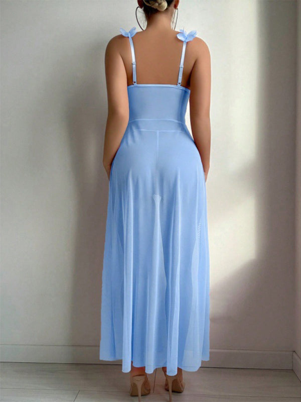 Sexy and sexy lingerie set with slits, see-through slip dress, long skirt, 2-piece set-TOPS / DRESSES-[Adult]-[Female]-2022 Online Blue Zone Planet