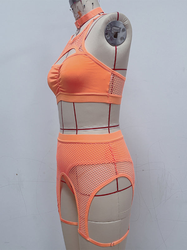 Sexy Lingerie Set with Black Mesh Panels-[Adult]-[Female]-2022 Online Blue Zone Planet