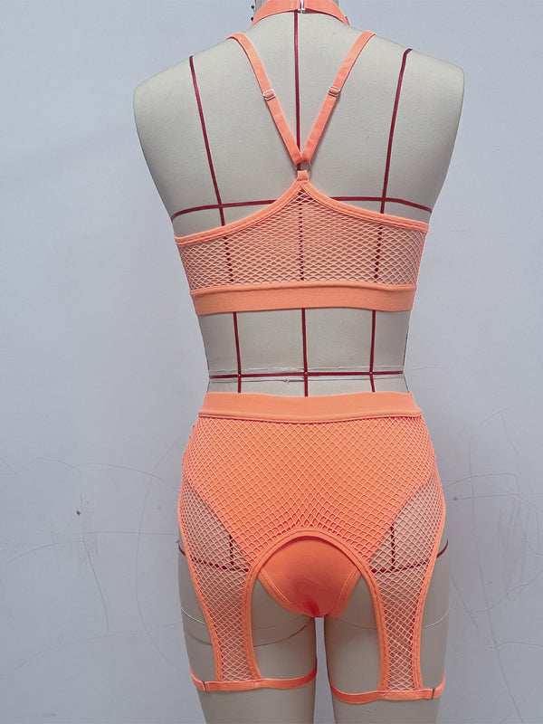 Sexy Lingerie Set with Black Mesh Panels-[Adult]-[Female]-2022 Online Blue Zone Planet