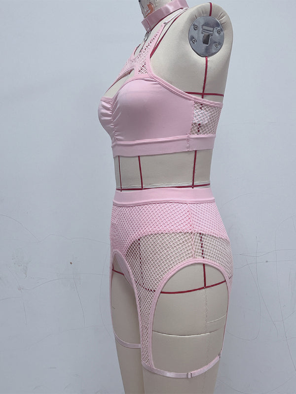 Sexy Lingerie Set with Black Mesh Panels-[Adult]-[Female]-2022 Online Blue Zone Planet