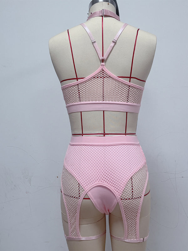 Sexy Lingerie Set with Black Mesh Panels-[Adult]-[Female]-2022 Online Blue Zone Planet