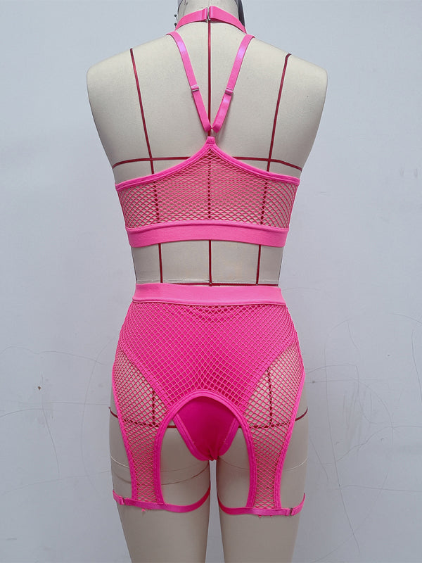 Sexy Lingerie Set with Black Mesh Panels-[Adult]-[Female]-2022 Online Blue Zone Planet