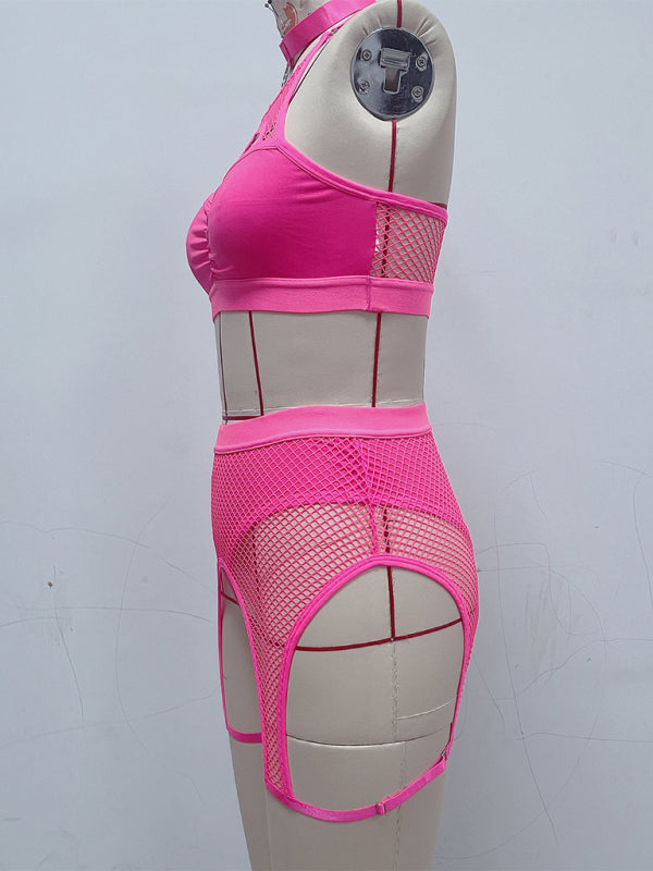 Sexy Lingerie Set with Black Mesh Panels-[Adult]-[Female]-2022 Online Blue Zone Planet