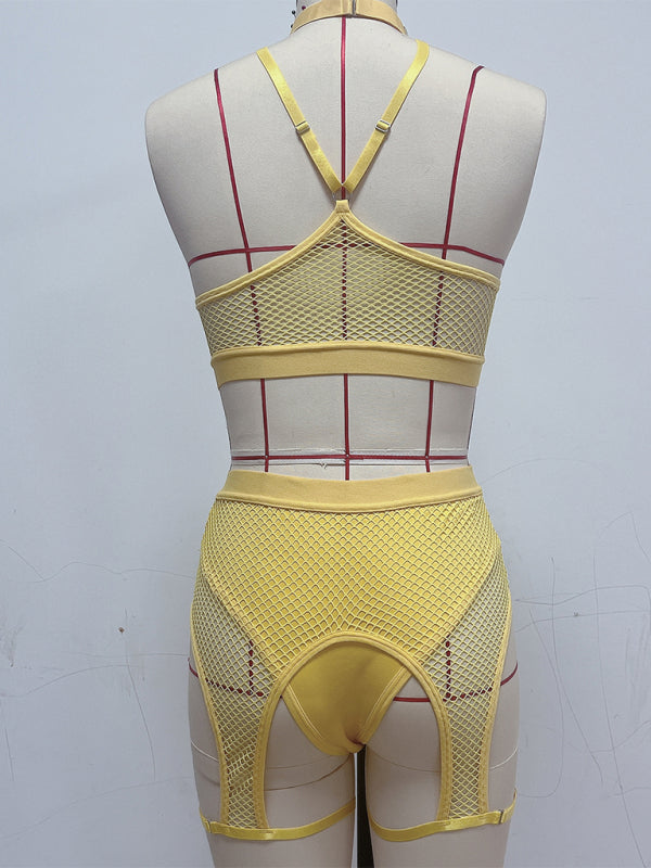 Sexy Lingerie Set with Black Mesh Panels-[Adult]-[Female]-2022 Online Blue Zone Planet