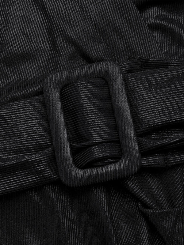 New retro party dress with elegant deep V-neck and slit-[Adult]-[Female]-2022 Online Blue Zone Planet