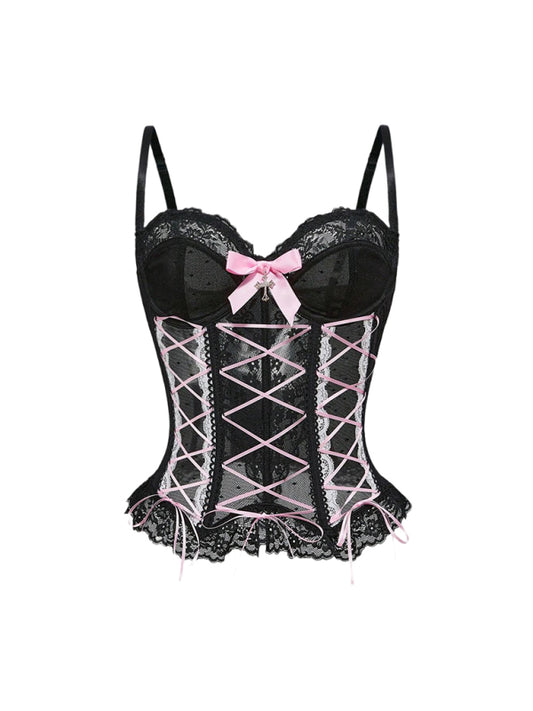 Bow-tie lace fishtail vest shapewear-[Adult]-[Female]-Pink-S-2022 Online Blue Zone Planet