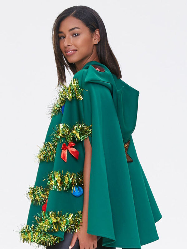 Blue Zone Planet | Holiday Costume Hooded Christmas Tree Cape-TOPS / DRESSES-[Adult]-[Female]-2022 Online Blue Zone Planet