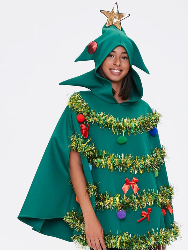 Blue Zone Planet | Holiday Costume Hooded Christmas Tree Cape-TOPS / DRESSES-[Adult]-[Female]-2022 Online Blue Zone Planet