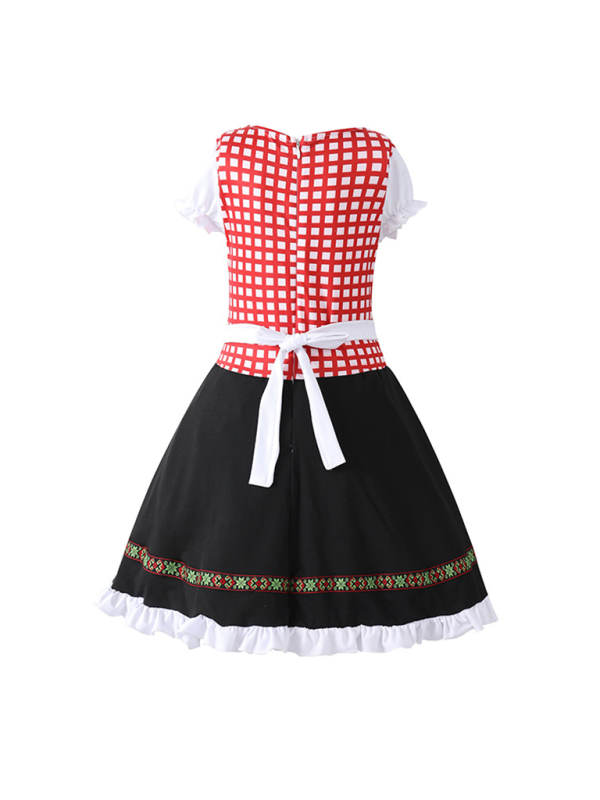 Children's clothing German traditional beer festival suit black and pink plaid print ethnic performance clothing-[Adult]-[Female]-2022 Online Blue Zone Planet