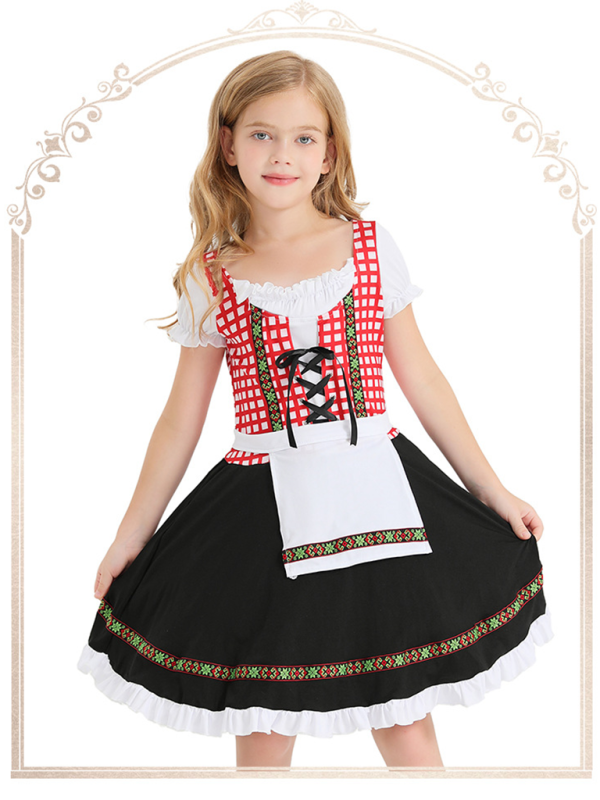 Children's clothing German traditional beer festival suit black and pink plaid print ethnic performance clothing-[Adult]-[Female]-2022 Online Blue Zone Planet