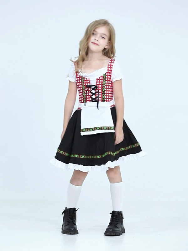 Children's clothing German traditional beer festival suit black and pink plaid print ethnic performance clothing-[Adult]-[Female]-Black-XS-2022 Online Blue Zone Planet