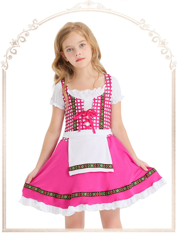 Children's clothing German traditional beer festival suit black and pink plaid print ethnic performance clothing-[Adult]-[Female]-2022 Online Blue Zone Planet