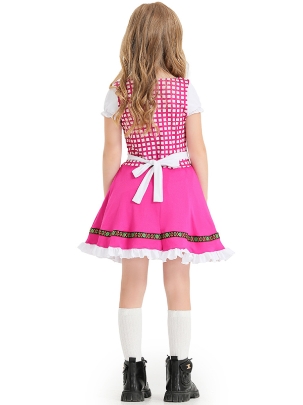 Children's clothing German traditional beer festival suit black and pink plaid print ethnic performance clothing-[Adult]-[Female]-2022 Online Blue Zone Planet