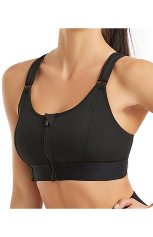 Blue Zone Planet | Women's Adjustable Front Zip Sports Bra-[Adult]-[Female]-2022 Online Blue Zone Planet