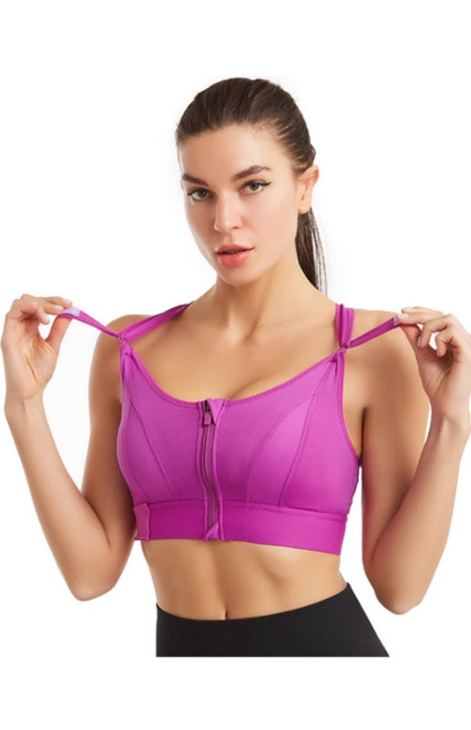 Blue Zone Planet | Women's Adjustable Front Zip Sports Bra-[Adult]-[Female]-2022 Online Blue Zone Planet