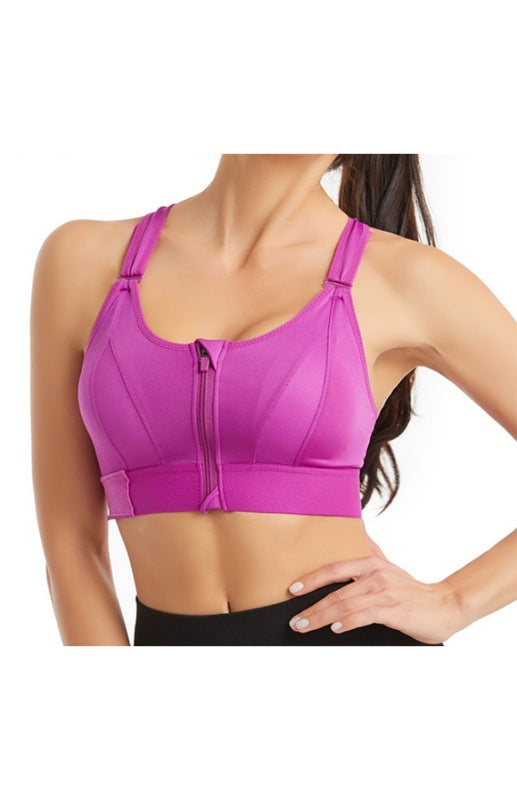 Blue Zone Planet | Women's Adjustable Front Zip Sports Bra-[Adult]-[Female]-2022 Online Blue Zone Planet