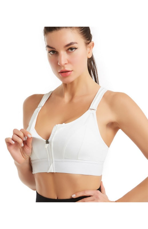 Blue Zone Planet | Women's Adjustable Front Zip Sports Bra-[Adult]-[Female]-2022 Online Blue Zone Planet