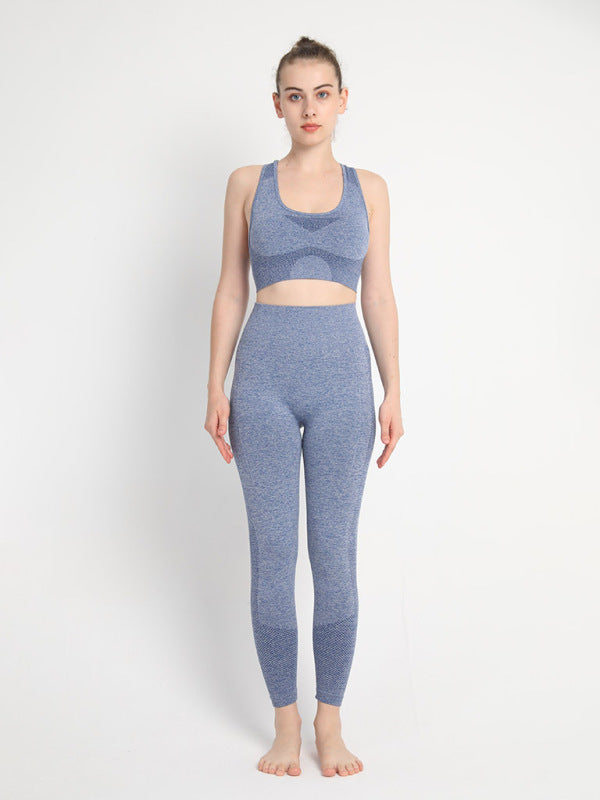 Blue Zone Planet | Seamless Dotted Two-piece Peach Hip Trousers Racerback Bra Vest Sports Suit BLUE ZONE PLANET