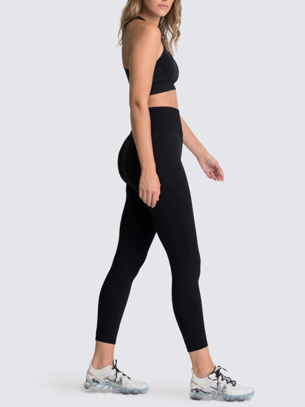 Blue Zone Planet | Beautiful Back High Waist Peach Hip Seamless Knitted Vest Trousers Two-piece Set BLUE ZONE PLANET