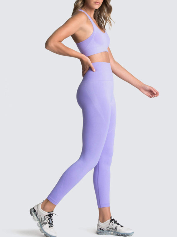 Blue Zone Planet | Beautiful Back High Waist Peach Hip Seamless Knitted Vest Trousers Two-piece Set BLUE ZONE PLANET