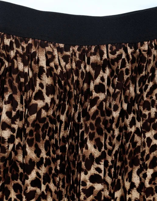Blue Zone Planet | New Leopard Pleated Skirt-[Adult]-[Female]-2022 Online Blue Zone Planet