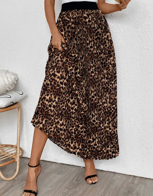 Blue Zone Planet | New Leopard Pleated Skirt-[Adult]-[Female]-Leopard-S-2022 Online Blue Zone Planet