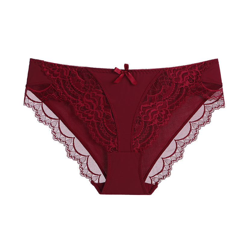 Women's Lace Comfort Breathable Briefs-[Adult]-[Female]-Wine Red-S-2022 Online Blue Zone Planet