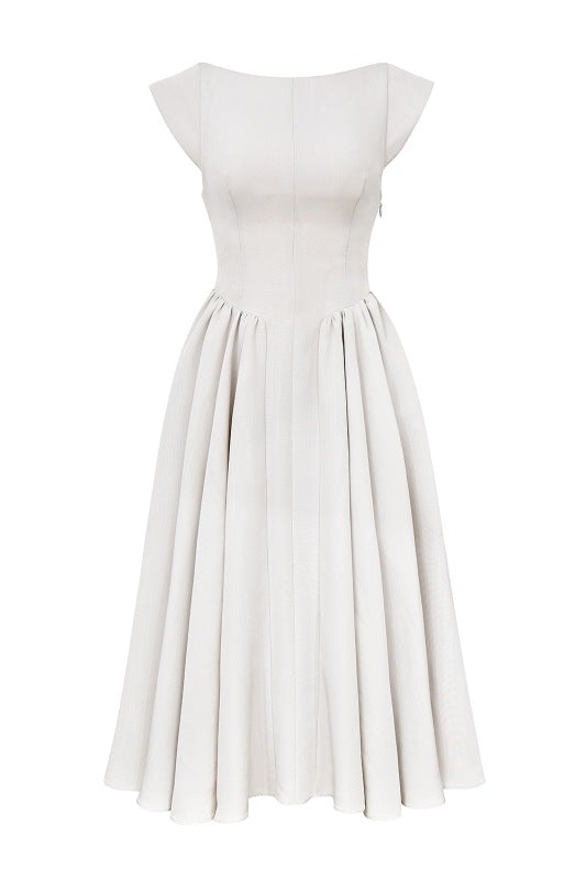 Backless round neck sleeveless vest midi dress-TOPS / DRESSES-[Adult]-[Female]-Misty grey-S-2022 Online Blue Zone Planet