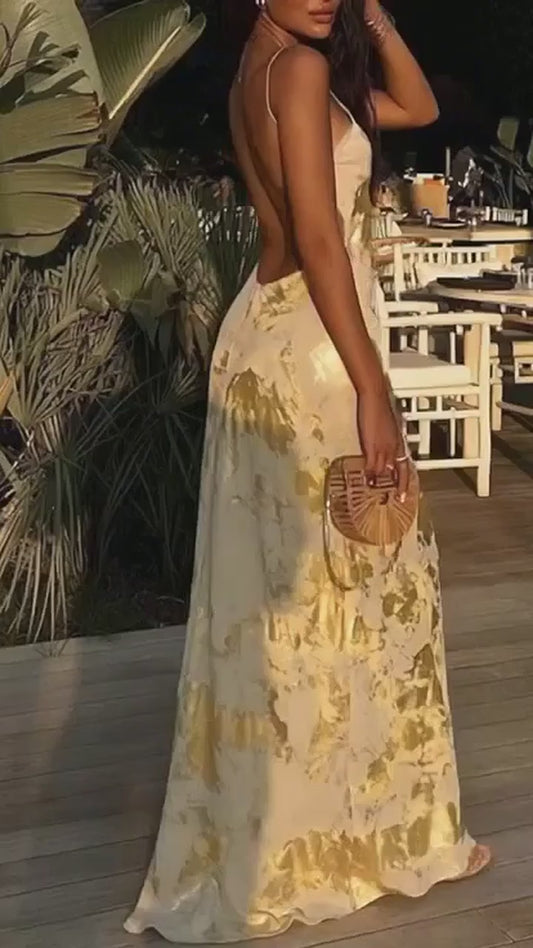 Camille's Backless V-Neck Maxi Dress
