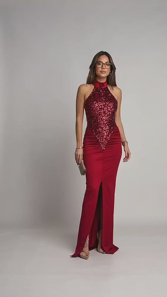 Amara's Sequin High Slit Sleeveless Maxi Dress