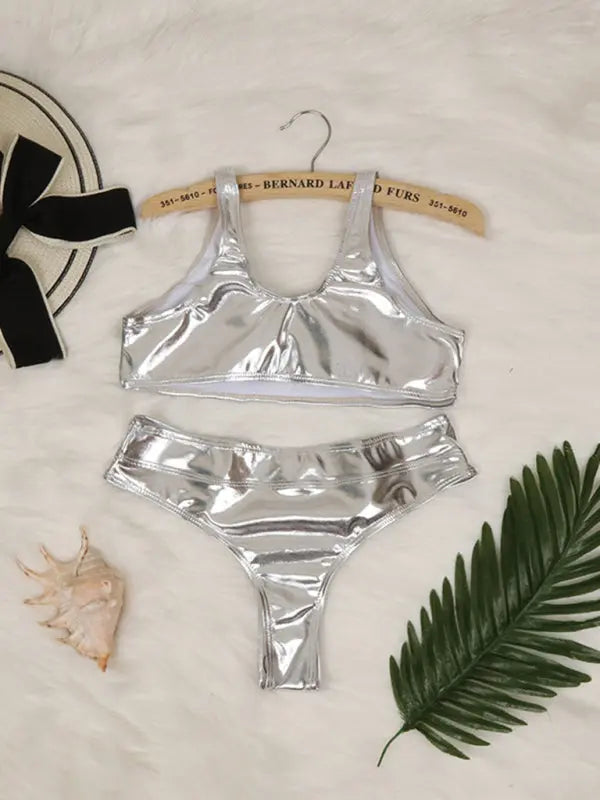 reflective gold and silver one-piece swimsuits and split swimsuits BLUE ZONE PLANET