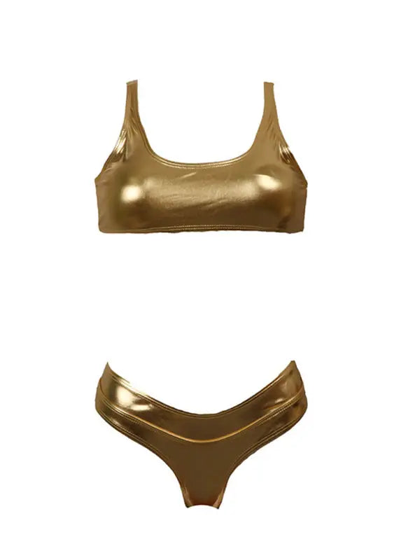 reflective gold and silver one-piece swimsuits and split swimsuits BLUE ZONE PLANET