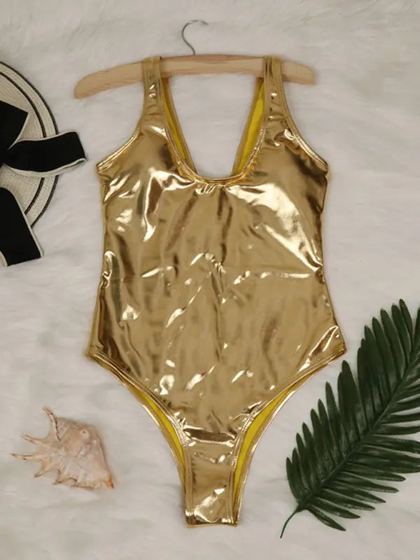 reflective gold and silver one-piece swimsuits and split swimsuits BLUE ZONE PLANET