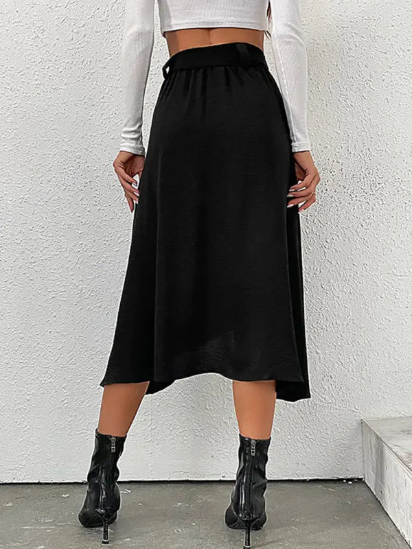 solid color mid-length skirt kakaclo