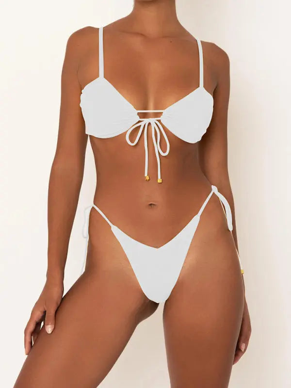 solid color strappy bikini BLUE ZONE PLANET