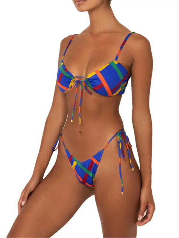 solid color strappy bikini BLUE ZONE PLANET