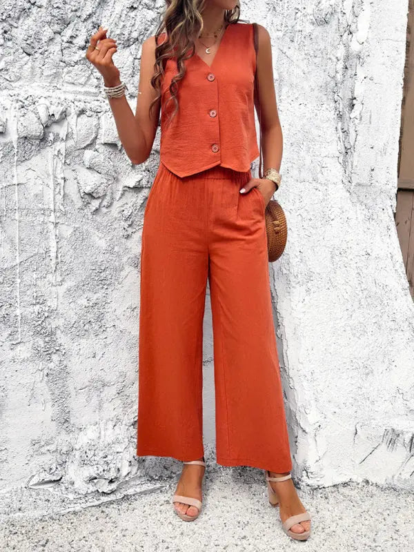 spring and summer casual temperament solid color vest suit kakaclo