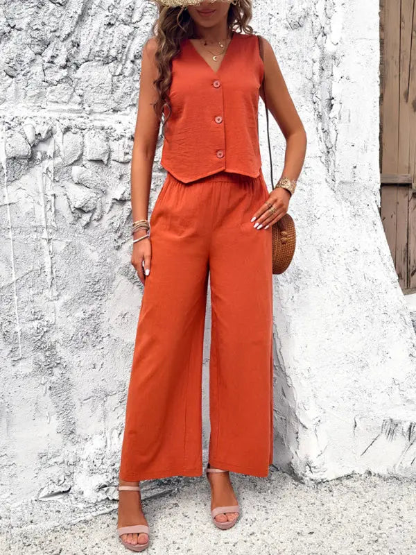 spring and summer casual temperament solid color vest suit kakaclo