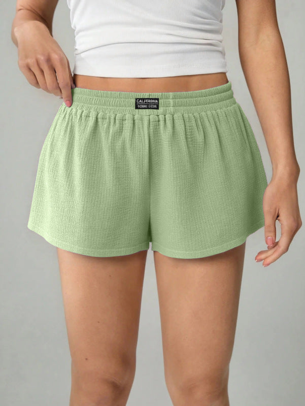 Women's Pure Cotton Shorts, Light And Simple Style, Solid Color, Home Three-Quarter Pants-[Adult]-[Female]-Pale green-S-2022 Online Blue Zone Planet