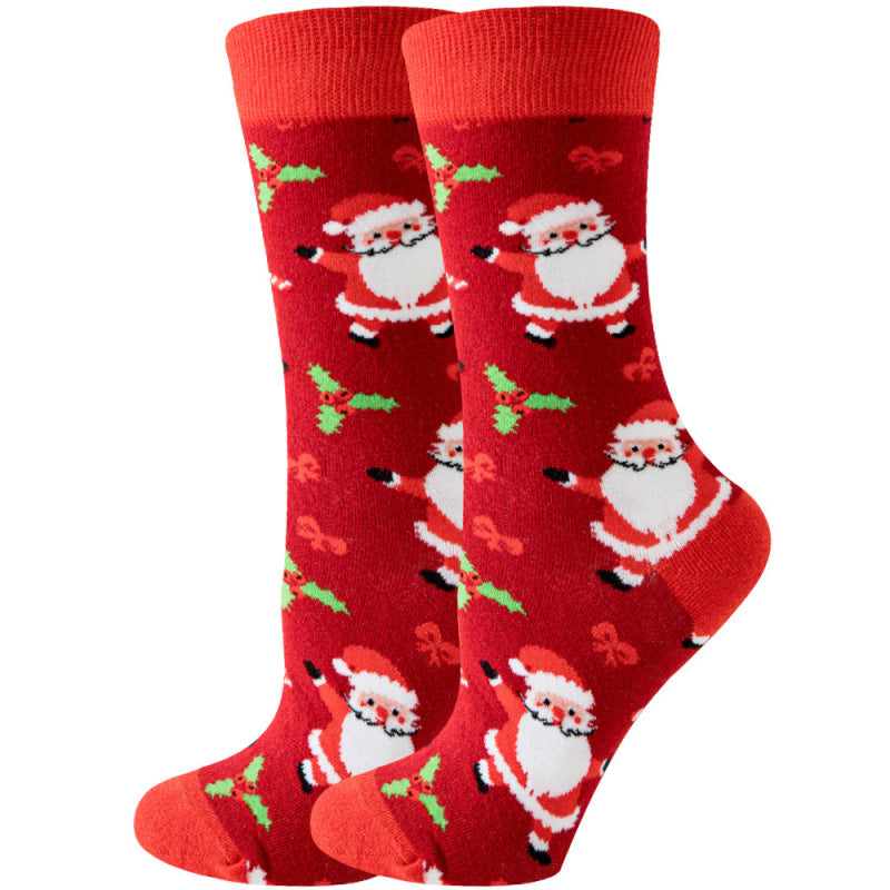 Men's Santa Print Knit Socks Holiday Fun-SOCKS-[Adult]-[Female]-Pattern-FREESIZE-2022 Online Blue Zone Planet