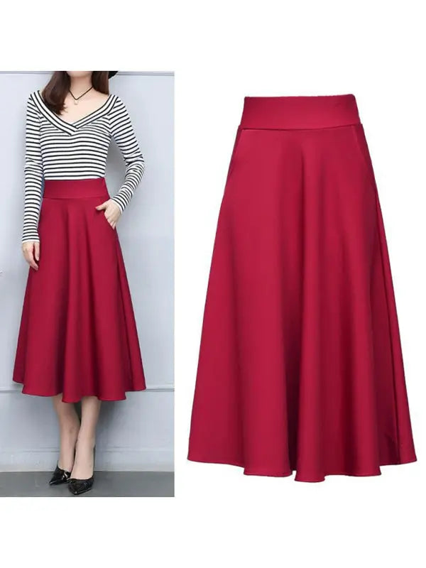 waist all-match mid-length skirt kakaclo