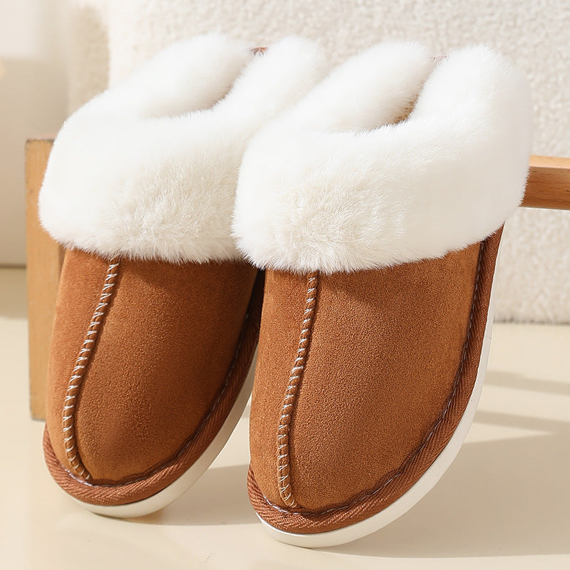 Blue Zone Planet | Winter suede fur mouth cotton slippers-SHOES-[Adult]-[Female]-Coffee-36/37-2022 Online Blue Zone Planet